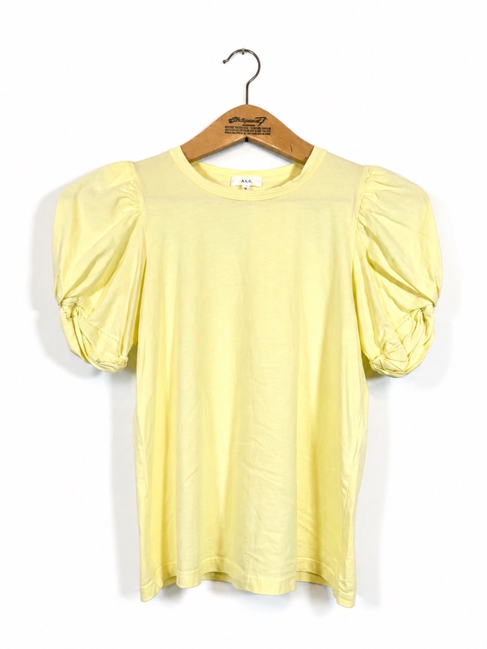 A.L.C. 100% Cotton Butter Yellow Kati Puff Sleeve Tee Size XS Clean Girl Office